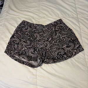 LOFT Black and White Paisley High Waist Shorts
